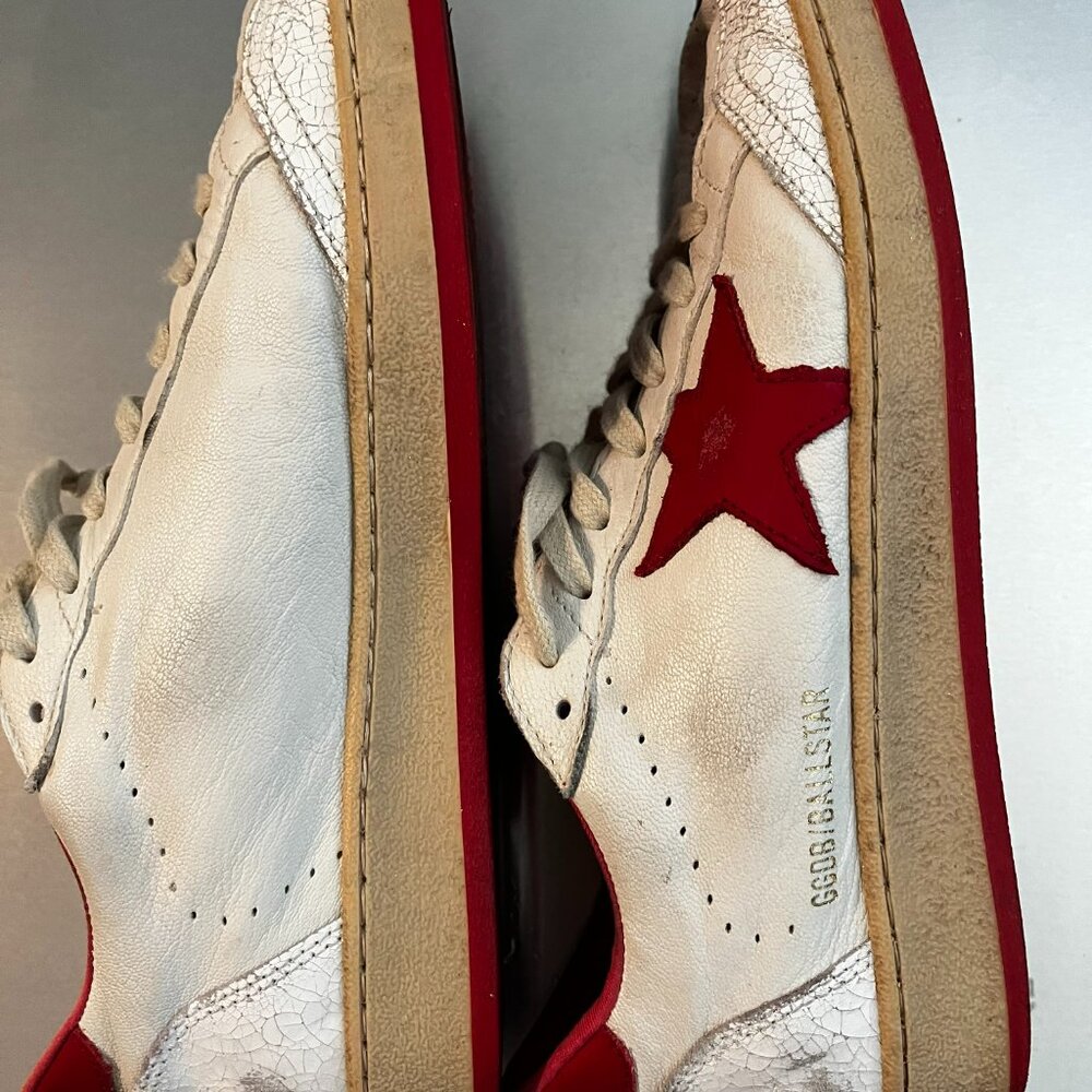GOLDEN GOOSE SNEAKERS Red GGDB Vintage White Leather /Italy 41